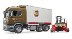 Bruder 03581 Scania R-serie UPS-Logistics Met Kooi-aap. 11 Bruder 03581 Scania R-serie UPS-Logistics Met Kooi-aap. -Speelwereld Verkoop Bruder 03581 Scania vrachtwagen logistiek UPS met kooi aap