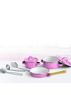 Pannenset Emaille Rose 8-delig