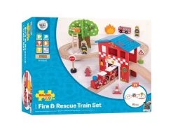 BigJigs BJT037 Fire&Rescue Train Set -Speelwereld Verkoop houten treinset bigjigs bjt037 fire rescue train set 39dlg 1