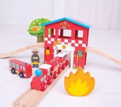 BigJigs BJT037 Fire&Rescue Train Set -Speelwereld Verkoop houten treinset bigjigs bjt037 fire rescue train set 39dlg