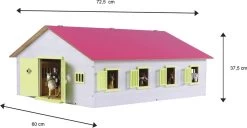 KidsGlobe Paardenstal Met 7 Boxen Pink-White -Speelwereld Verkoop kidsglobe paardenstal 7 paardenboxen wit roze 610189 2