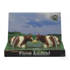 Koeien Set Van 2 Stuks Roodbont Liggend Kidsglobe Schaal 1 : 32