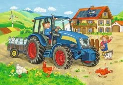 Ravensburger Op De Boerderij En De Bouwplaats Kinderpuzzel 2 X 24 Stukjes -Speelwereld Verkoop op de bouwplaats en boerderij ravensburger puzzel 1