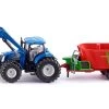 Siku 1988 New-Holland-met-frontlader Strautmann-voermengwagen
