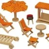 Tuinmeubelset – Inrichting Poppenhuis -Speelwereld Verkoop tuinmeubelset poppenhuis goki 51913